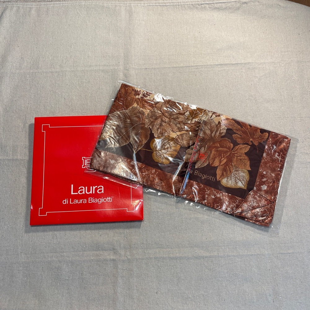 Laura Biagiotti Brown Leaf Scarf